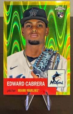 2022 Topps Chrome Platinum Edward Cabrera Rookie Yellow RayWave Refractor /250